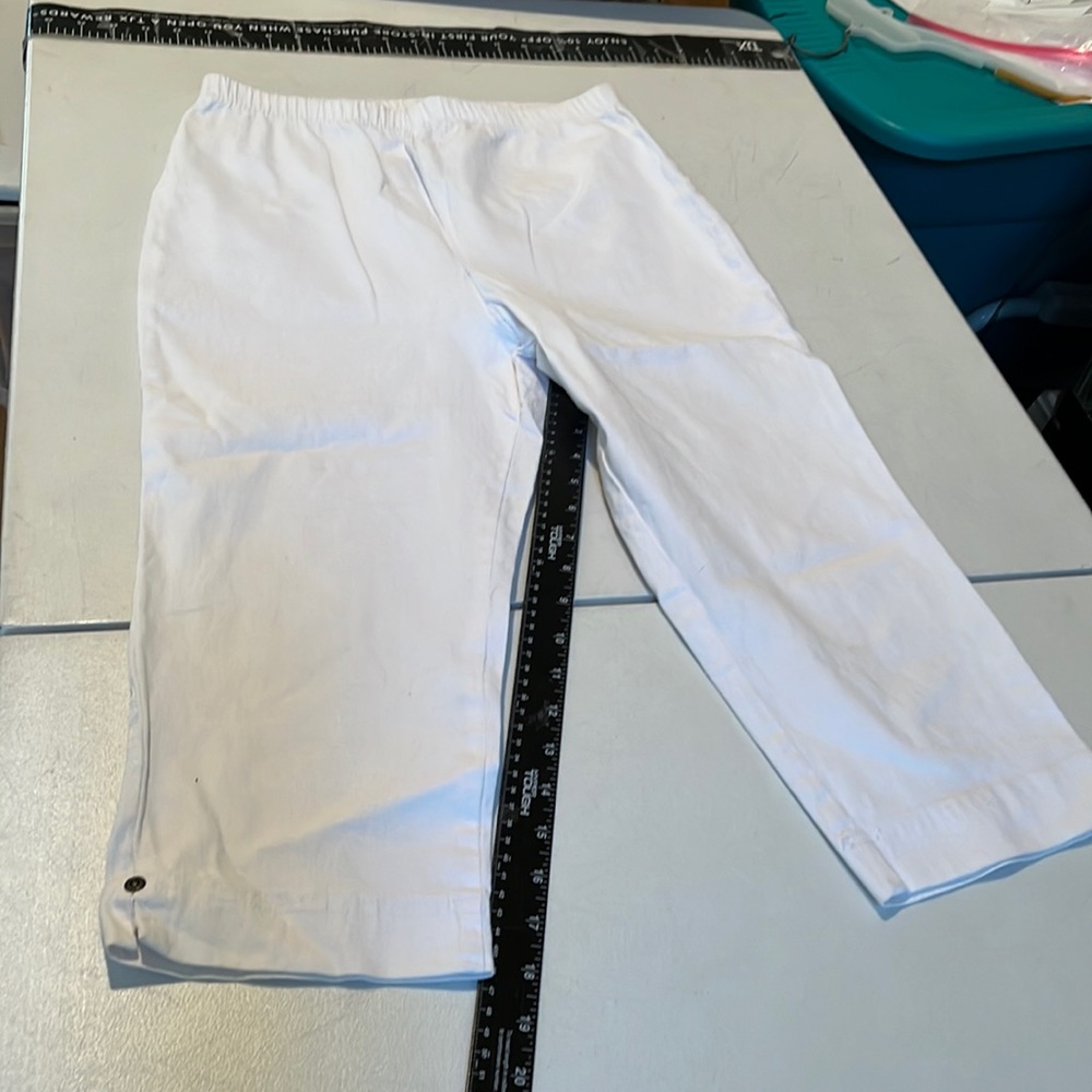 Route 66 size large white cropped stretch flat front elastic waist denim legging - Picture 9 of 12